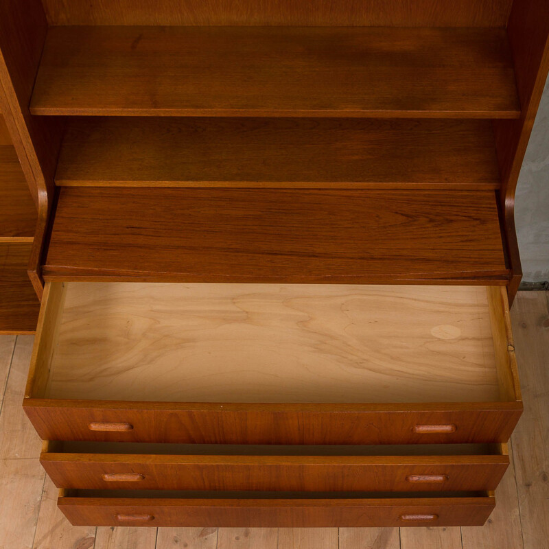 Vintage danish 3 units bookshelves system with 2 desktops in teak 1970s