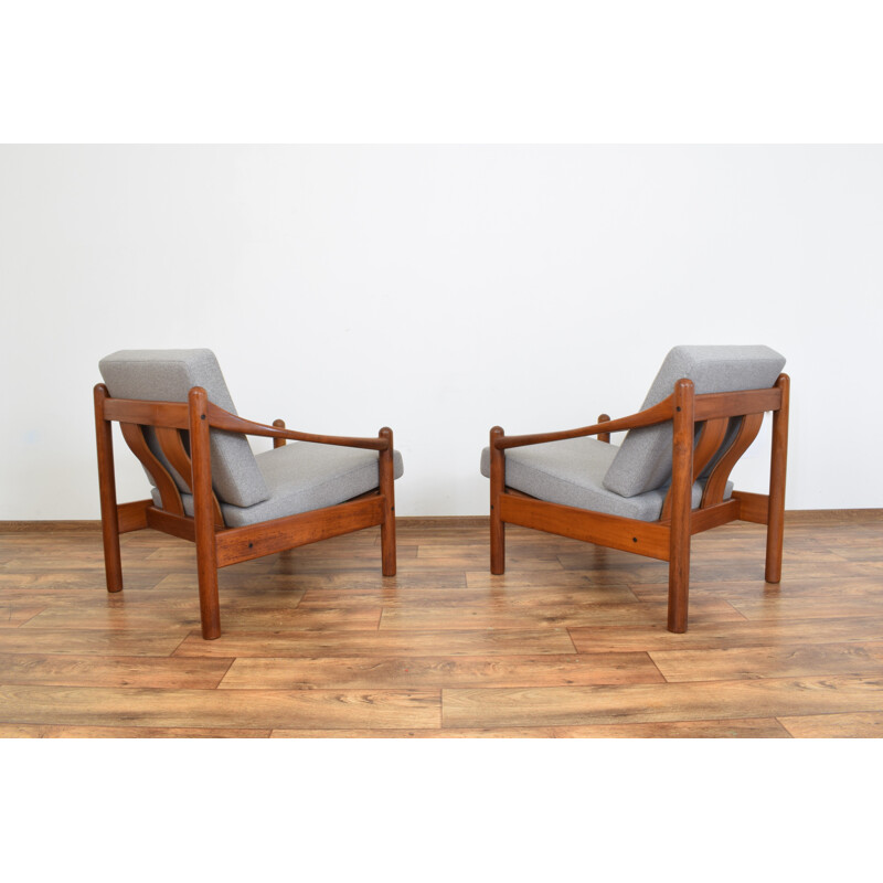 Set of 2 vintage armchairs in teak Denmark 1960s