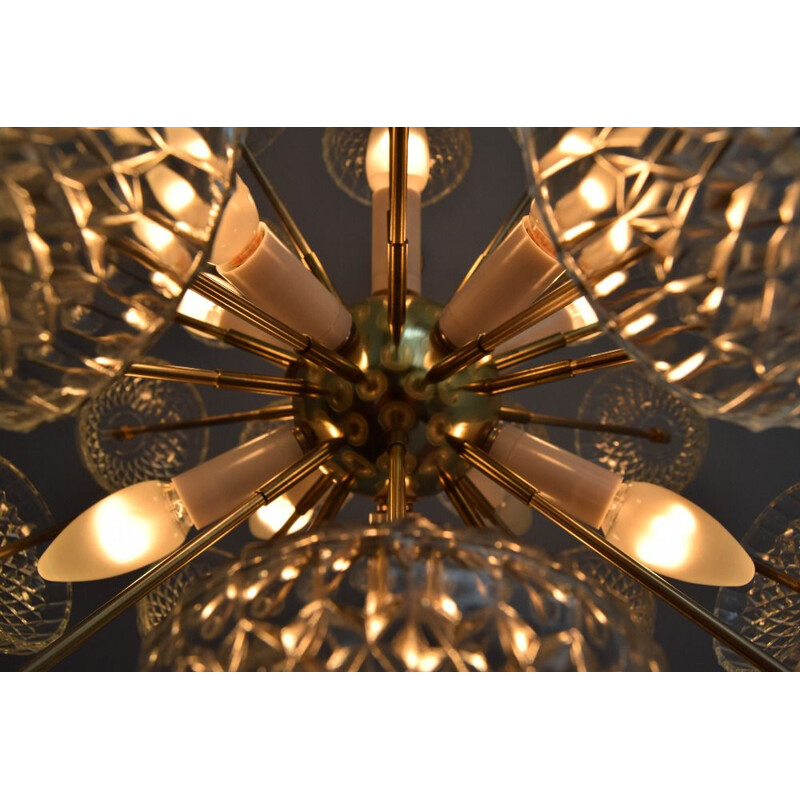 Vintage chandelier Sputnik Dandelion by Kamenický Šenov 1970s