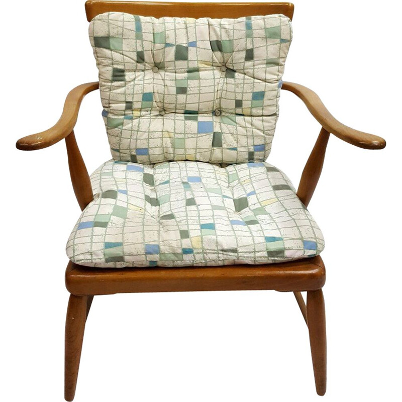 Suite van 3 vintage beige fauteuils van Anna Làlja Praun in hout 1960