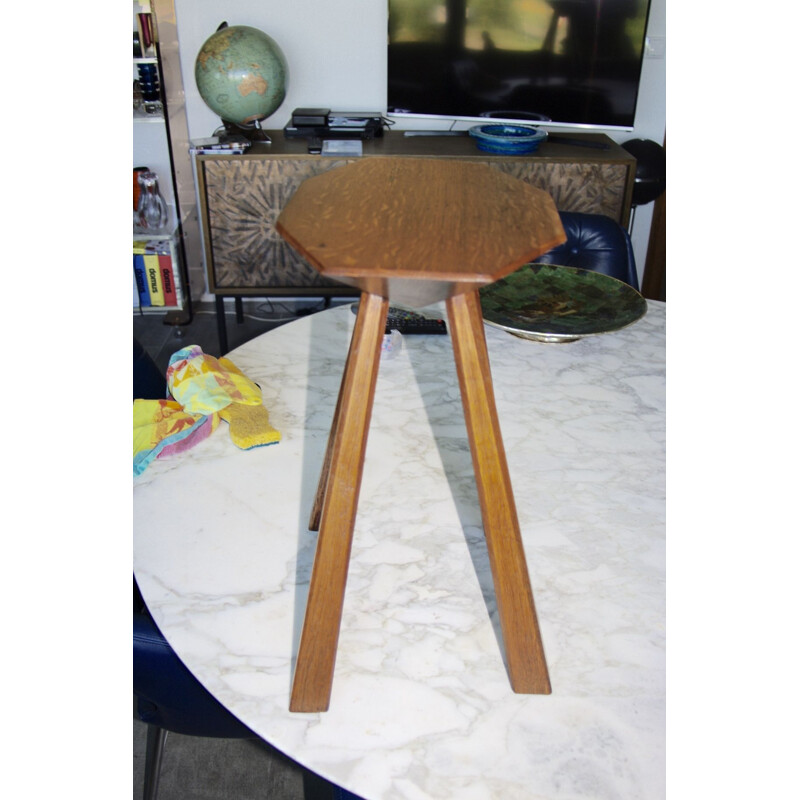 Tabouret vintage en chêne anthroposophique Rudolphe Steiner Allemagne 1930s