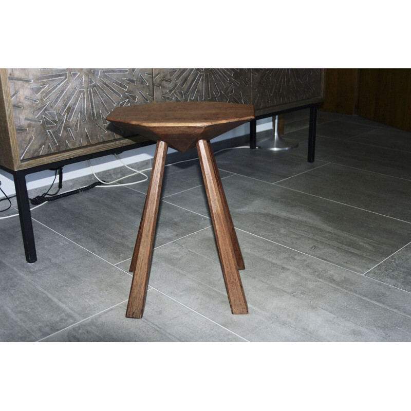 Tabouret vintage en chêne anthroposophique Rudolphe Steiner Allemagne 1930s