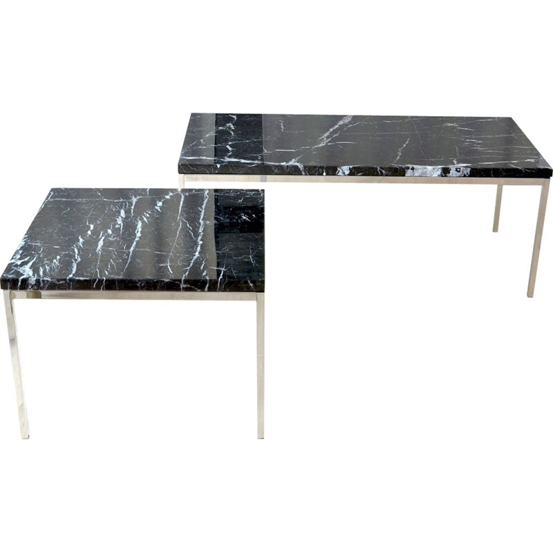 Pair of vintage coffee tables by Florence Knoll in marble 1950