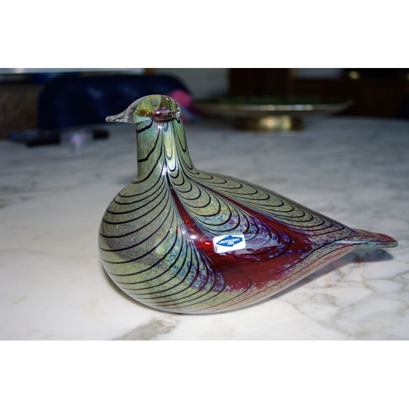 Vintage-Vogel aus mundgeblasenem Glas von Oiva Toikka
