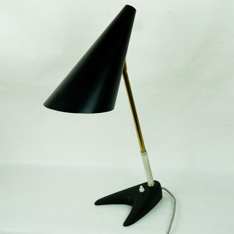 Lampe vintage de table en laiton autrichienne par J. T. Kalmar