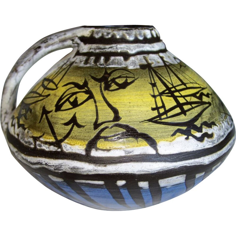 Jarrón de cerámica vintage de Gustav Spörri, 1950