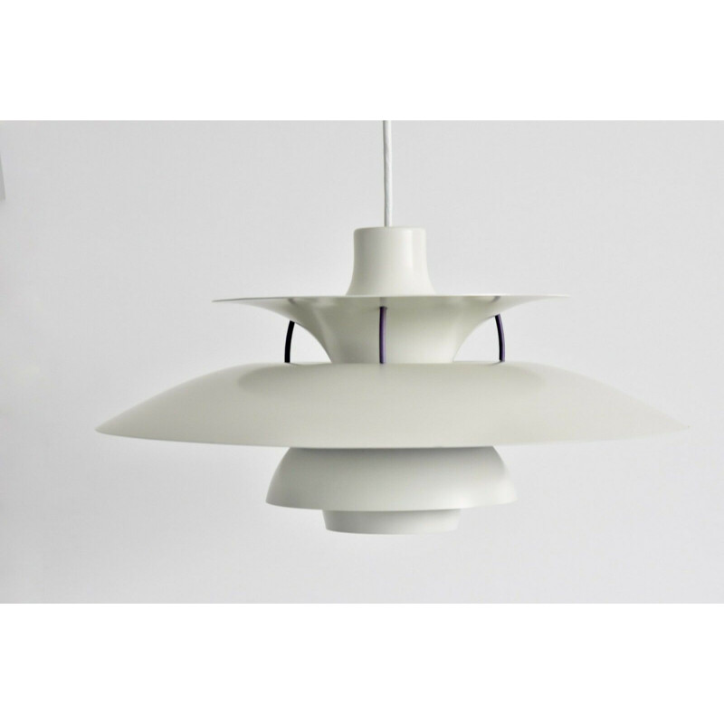 Vintage PH5 pendant lamp for Louis Poulsen in white metal 1950s