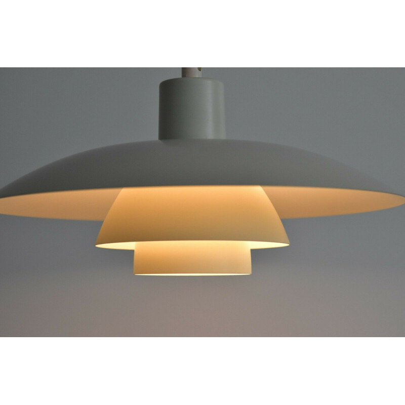 Vintage danish PH43 pendant lamp for Henningsen in white metal 1950s