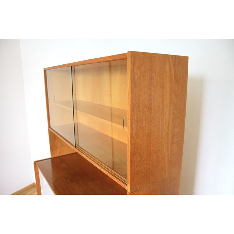 Vintage U470 cabinet for Interier Praha in wood and glass 1960s