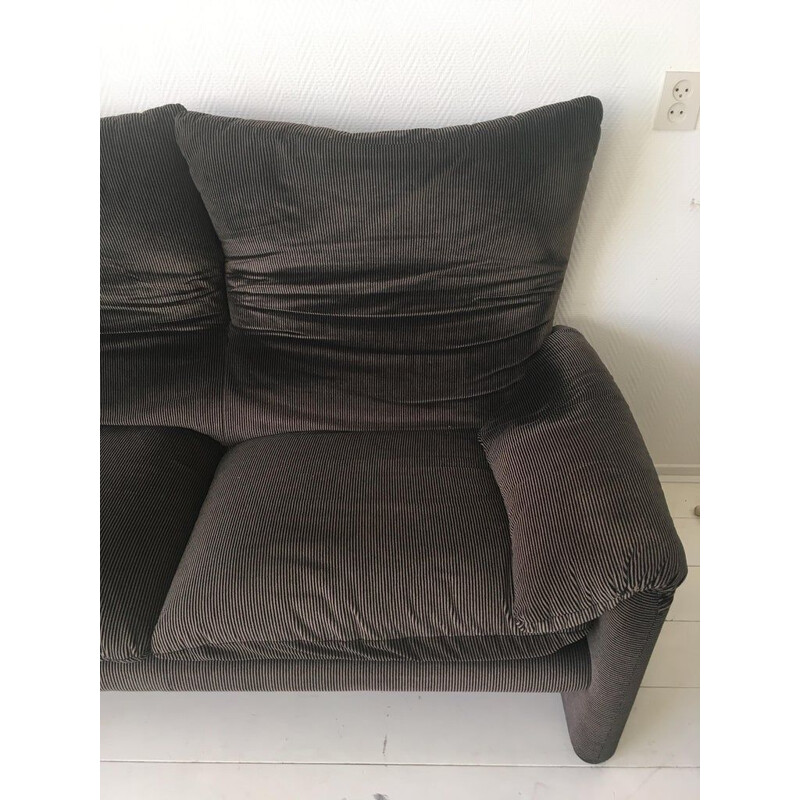 Canapé vintage modèle Maralunga pour Cassina en tissu gris 1970