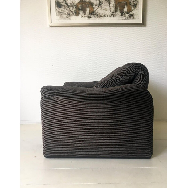 Vintage Maralunga fauteuil voor Cassina in grijze stof 1970