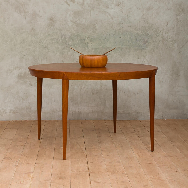 Vintage dining table in teak with extension by Severin Hansen for Haslev Mobelsnedkeri