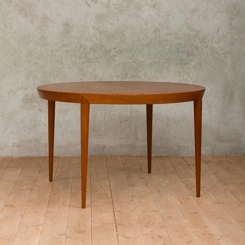Vintage dining table in teak with extension by Severin Hansen for Haslev Mobelsnedkeri