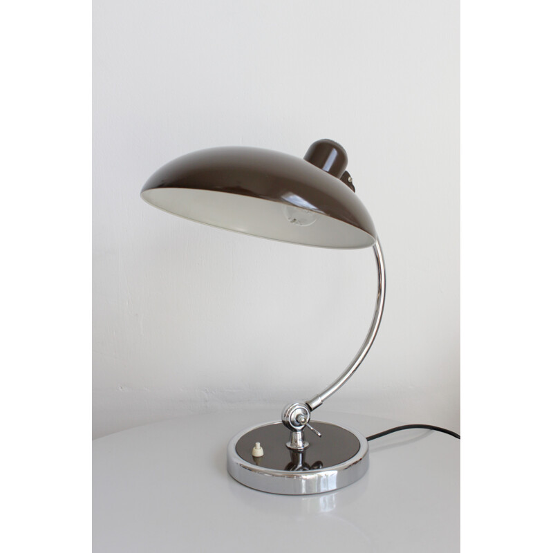 Vintage brown lamp model 6631 for Kaiser Idell in brown metal 1940