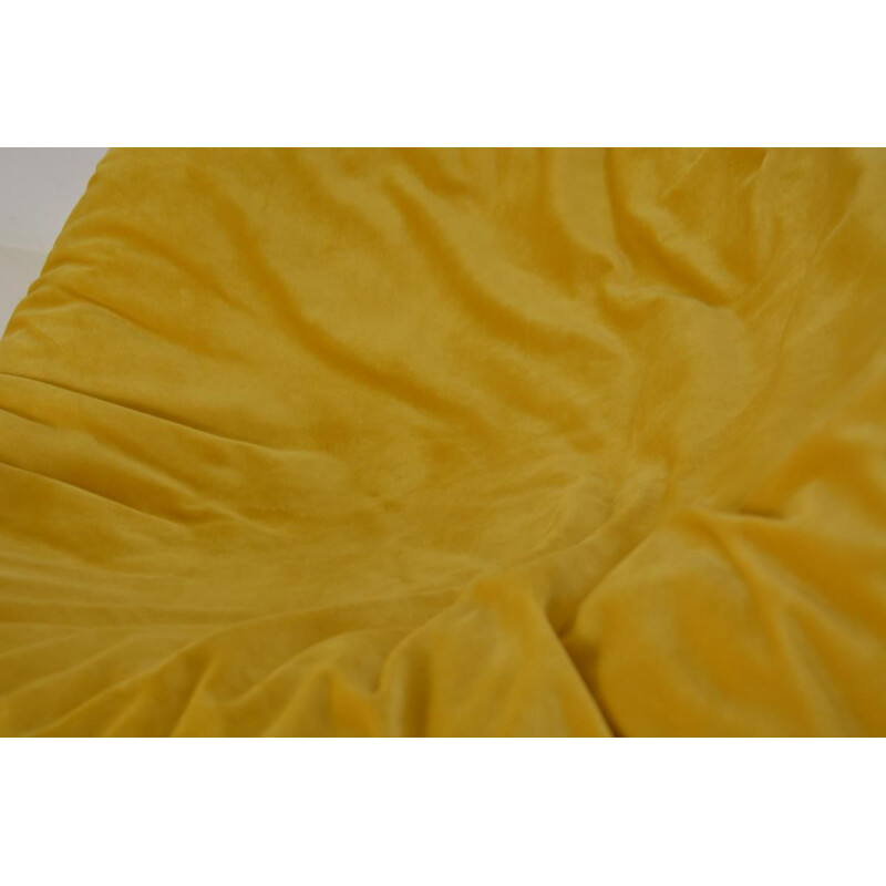 Rodica vintage armchair and footstool for Comfort in yellow velvet 1960