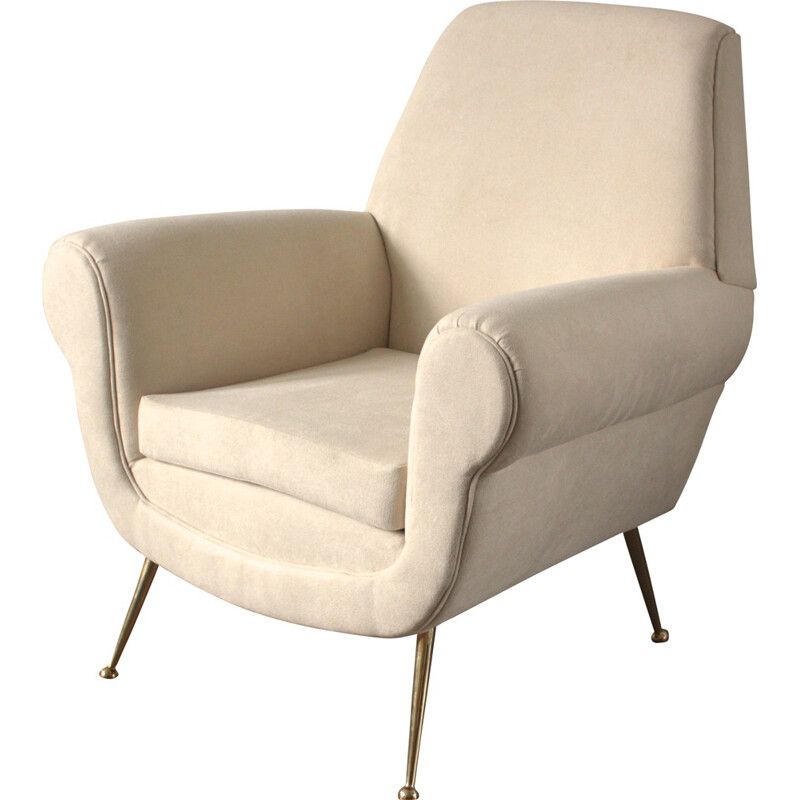 Minotti pair of Italian white lounge chairs, Gigi RADICE - 1950s