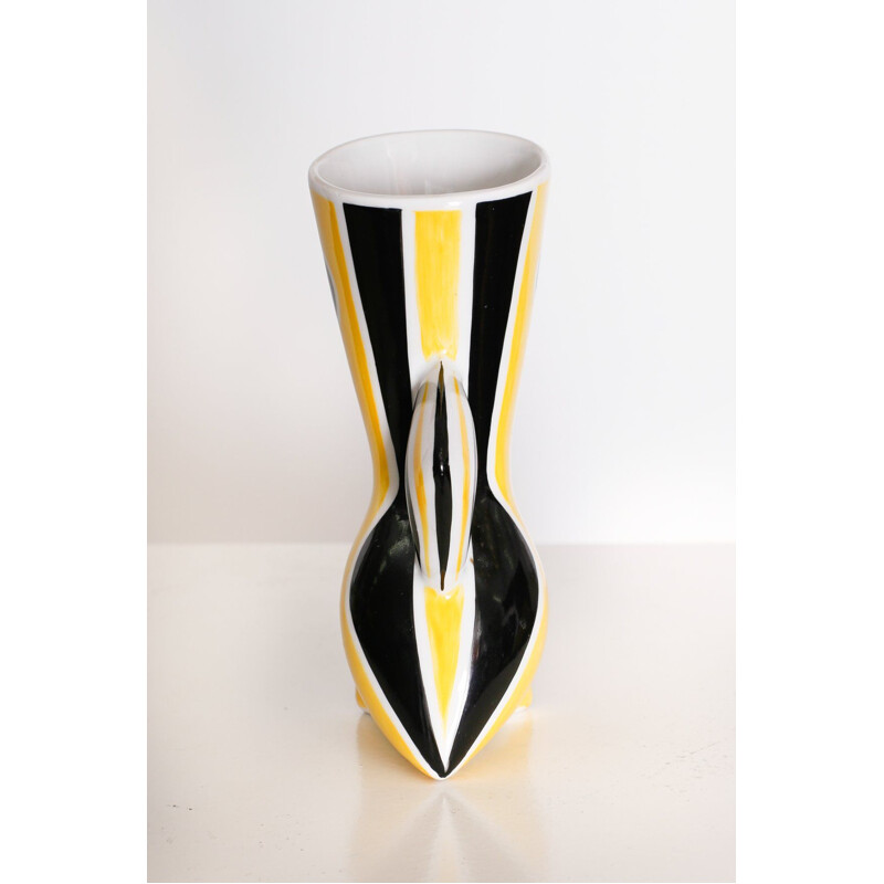 Vintage painted porcelain vase by Janos Torok for Zsolnay