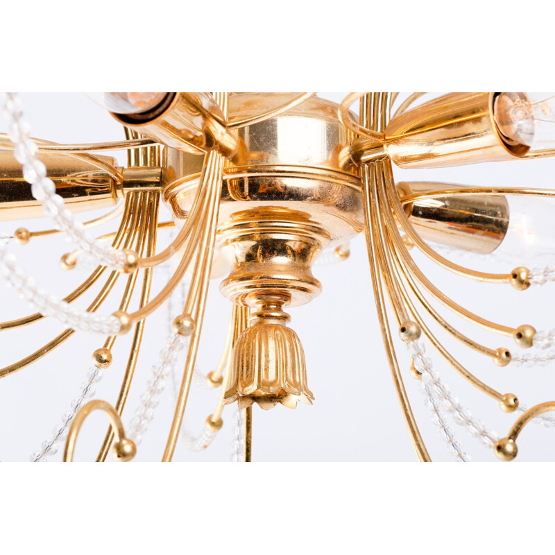 Candelabro de vidro dourado Vintage, 1970-1979