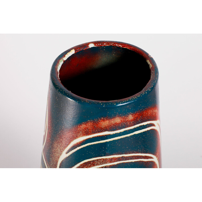 Vintage Enameled Steel Vase, 1960