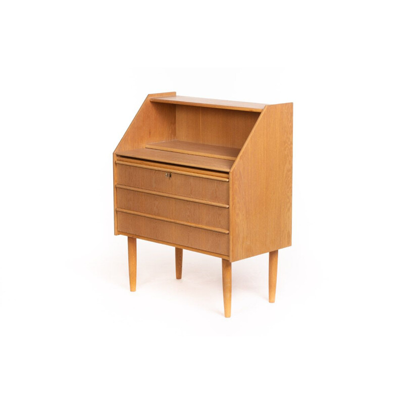 Vintage Danish secretaire in light oak