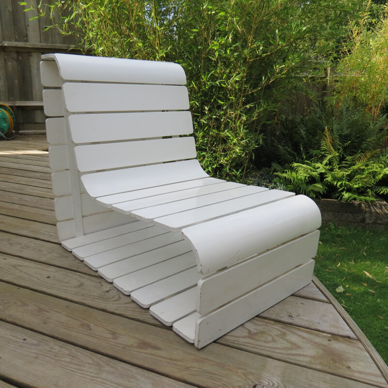 Chaise de jardin Loop vintage en métal blanc