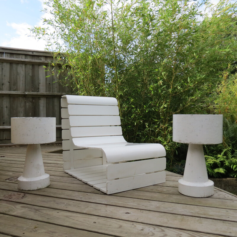 Chaise de jardin Loop vintage en métal blanc
