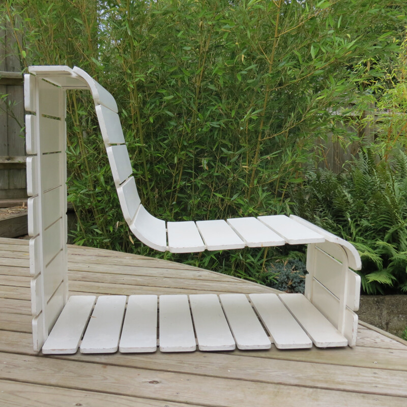 Chaise de jardin Loop vintage en métal blanc