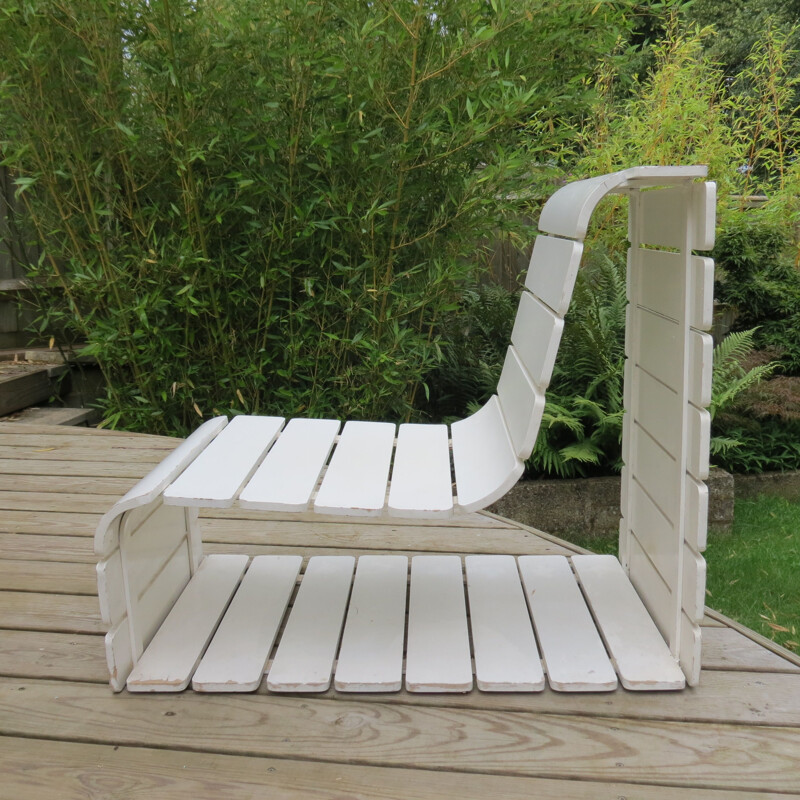 Chaise de jardin Loop vintage en métal blanc