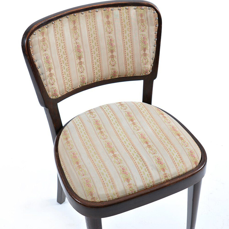 Vintage stoffen en eiken stoel van Thonet, 1940