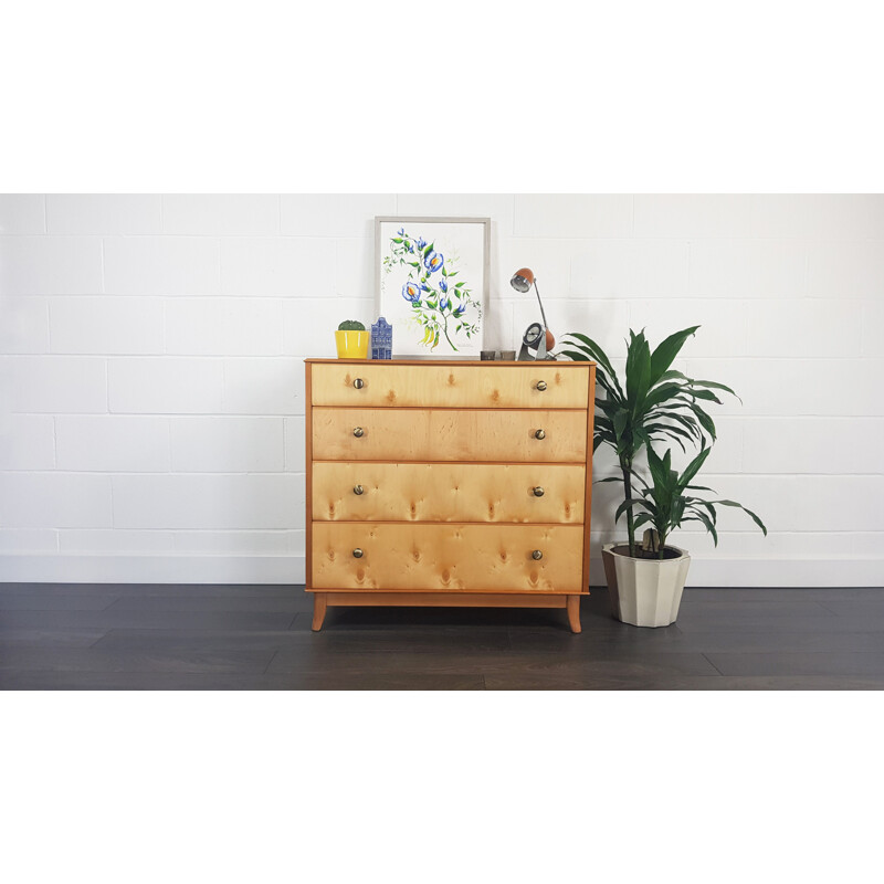 Vintage chest of Drawers for Gimson & Slater in birch oak and walnut 1960s