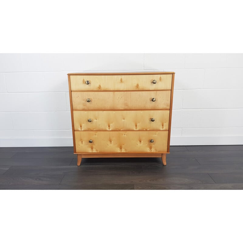 Vintage chest of Drawers for Gimson & Slater in birch oak and walnut 1960s