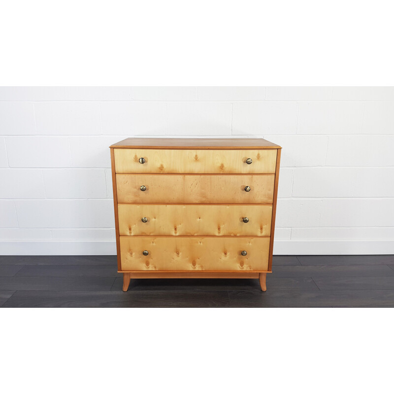 Vintage chest of Drawers for Gimson & Slater in birch oak and walnut 1960s