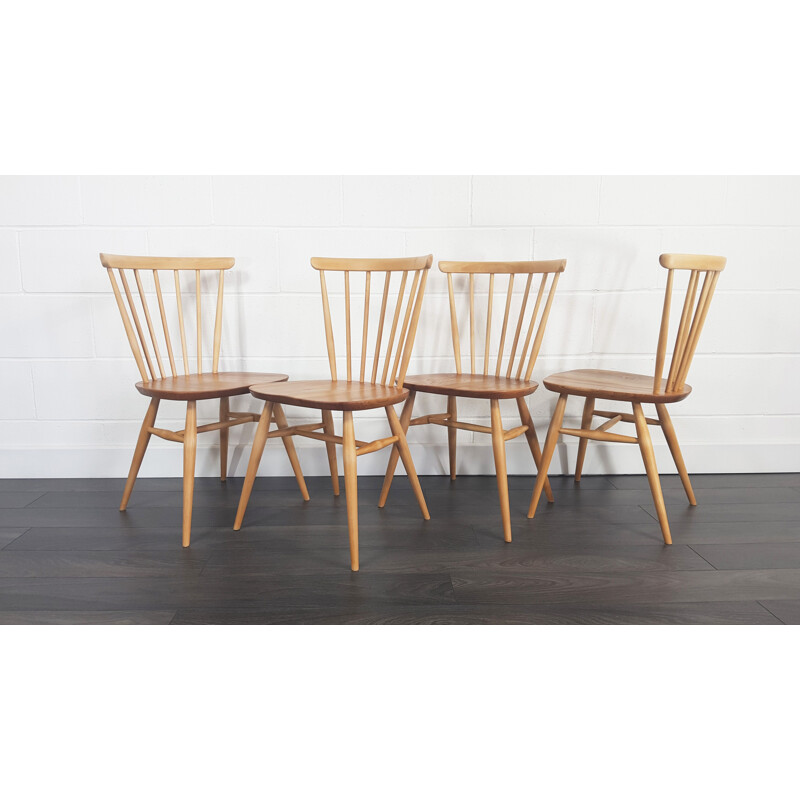 Set of 4 vintage dining chairs Windsor Bow Top by Lucian Ercolani for Ercol, 1960s