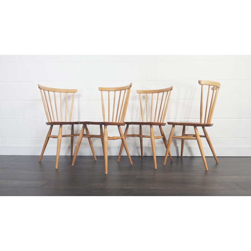 Set of 4 vintage dining chairs Windsor Bow Top by Lucian Ercolani for Ercol, 1960s