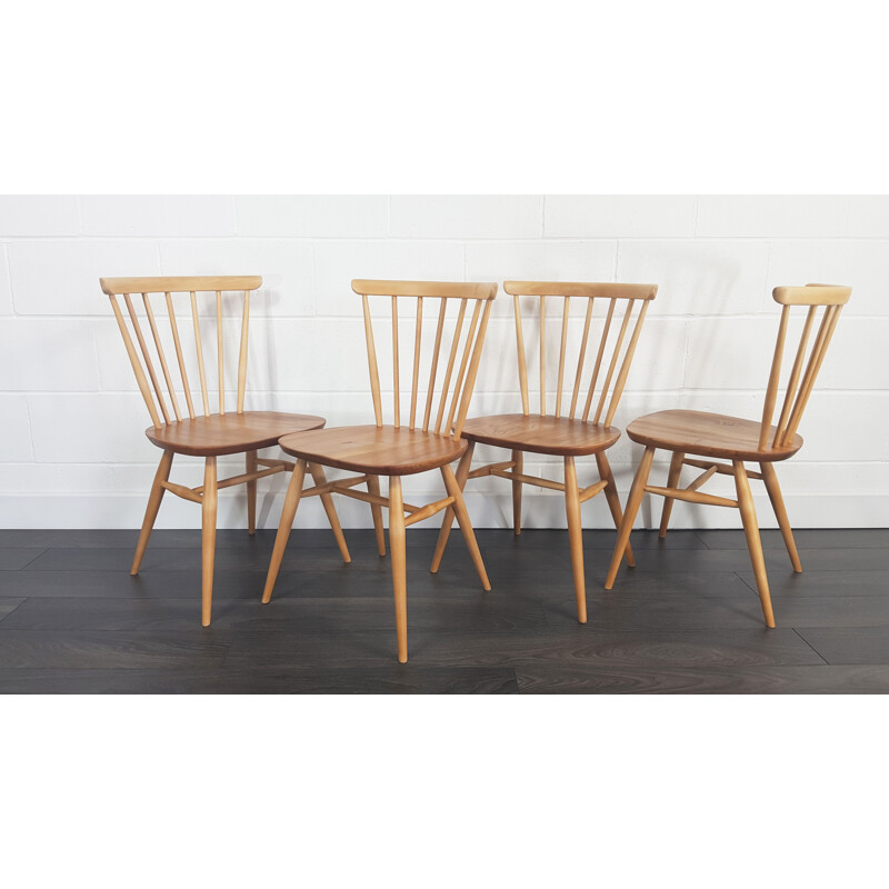 Set of 4 vintage dining chairs Windsor Bow Top by Lucian Ercolani for Ercol, 1960s