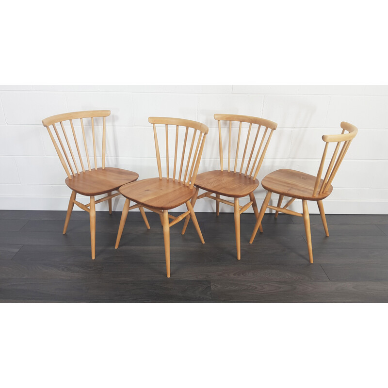 Set of 4 vintage dining chairs Windsor Bow Top by Lucian Ercolani for Ercol, 1960s