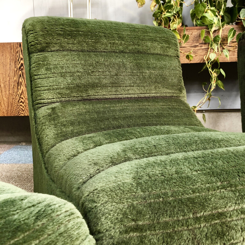 Vintage Italian sectional sofa in green plush