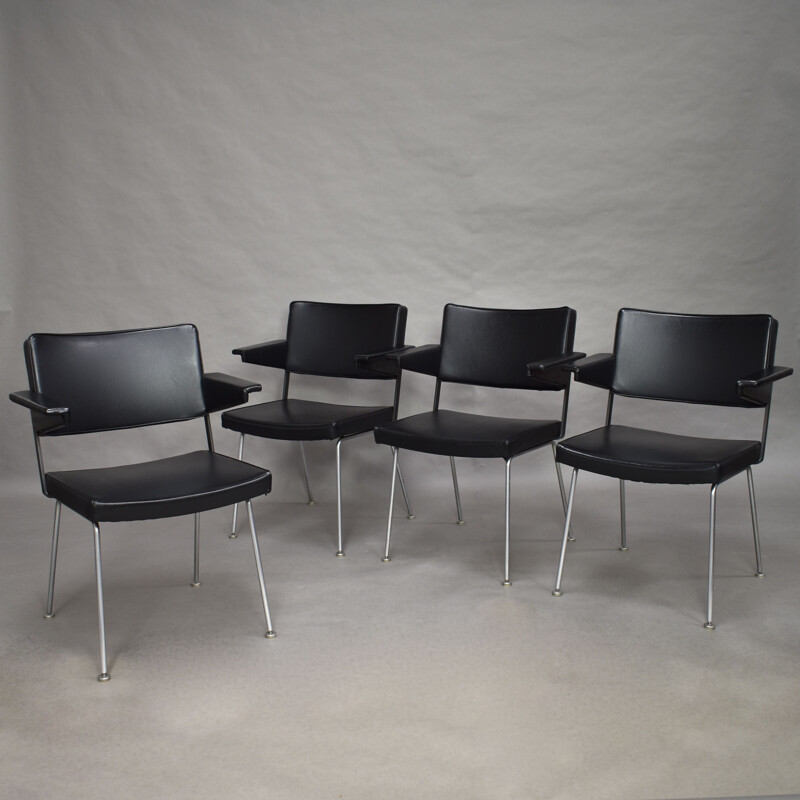 Ensemble de 4 chaises vintage modèle 1265 par A. Cordemeyer pour Gispen années 1960