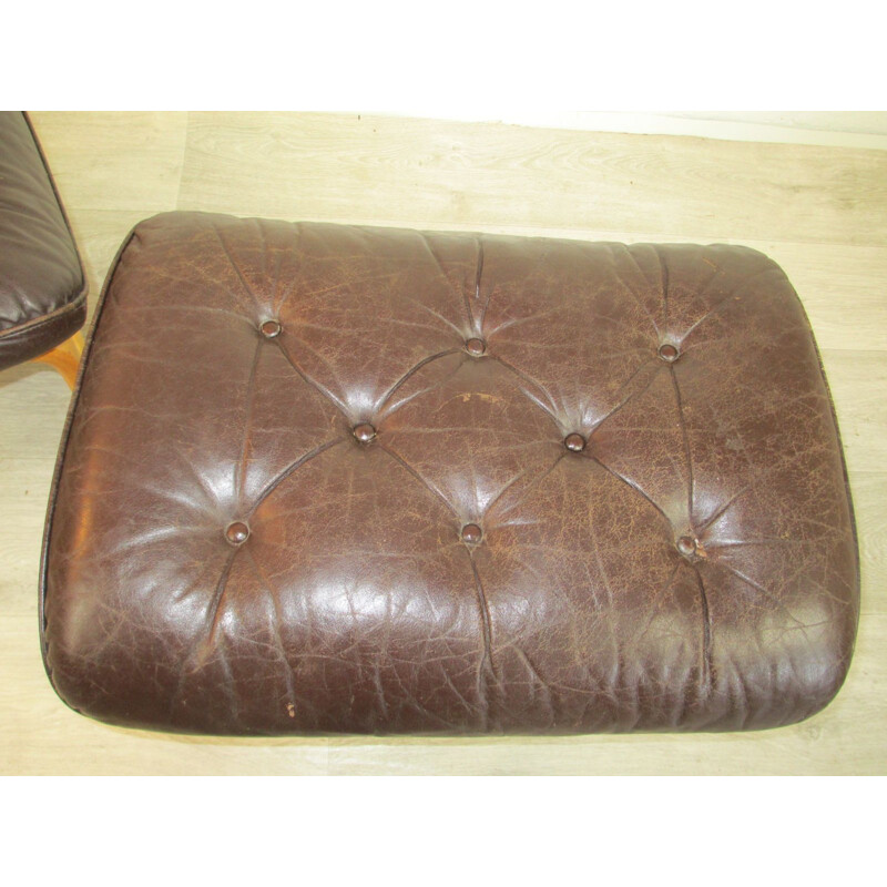 Vintage set of 2 Leather Ottoman 1970s