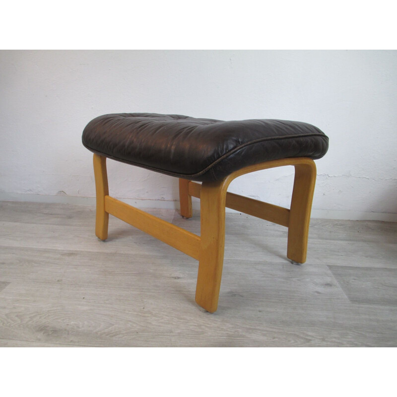 Vintage set of 2 Leather Ottoman 1970s