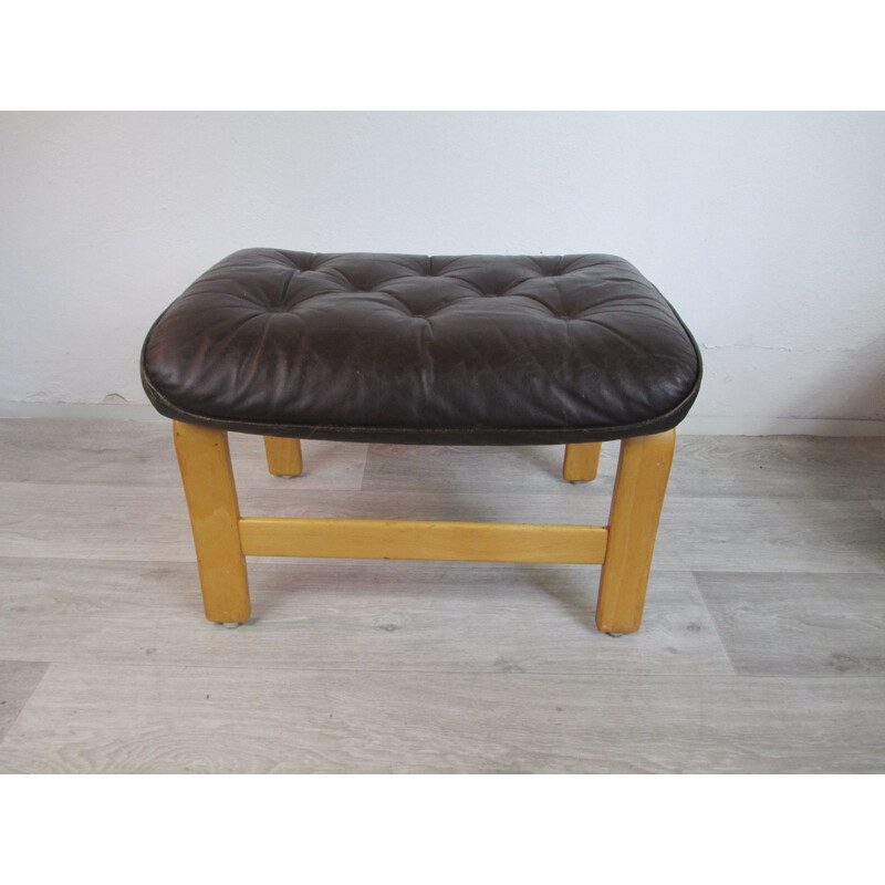 Vintage set of 2 Leather Ottoman 1970s