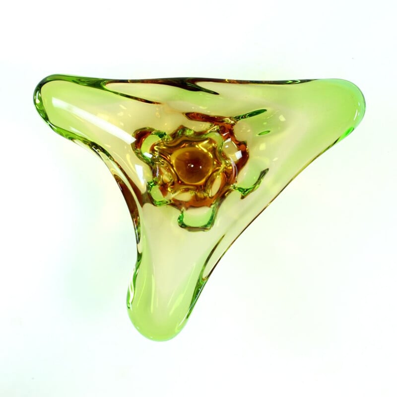 Vintage glass bowl by Frantisek Zemek for Glass Factory Mstisov, Czechoslovakia 1960