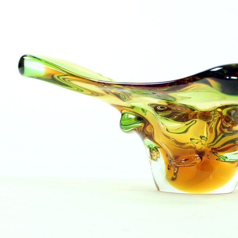 Vintage glass bowl by Frantisek Zemek for Glass Factory Mstisov, Czechoslovakia 1960