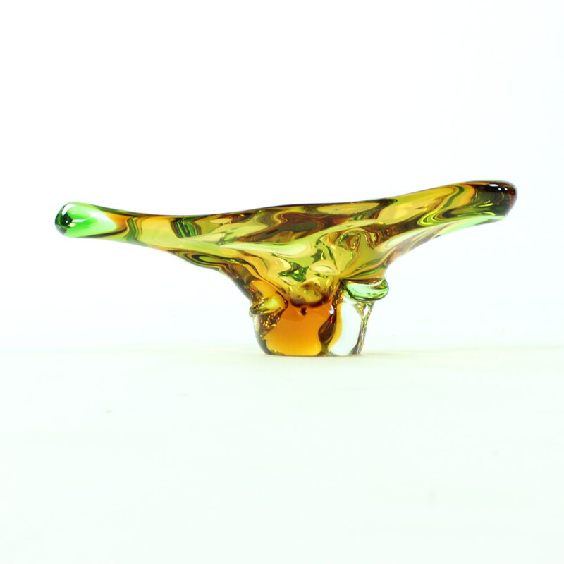 Vintage glass bowl by Frantisek Zemek for Glass Factory Mstisov, Czechoslovakia 1960