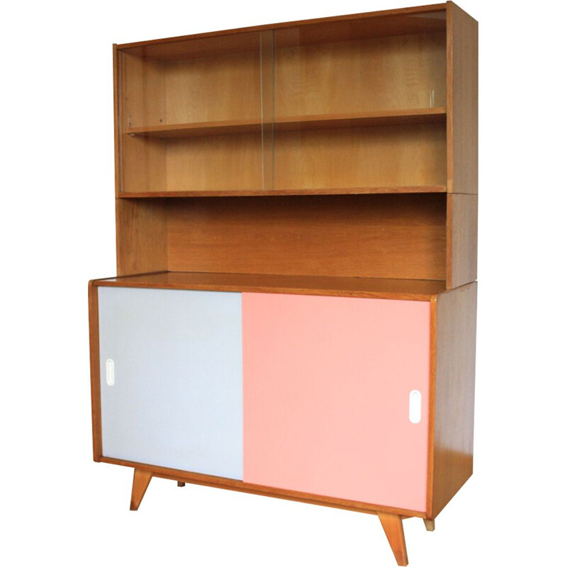 Vintage U470 cabinet for Interier Praha in wood and glass 1960s