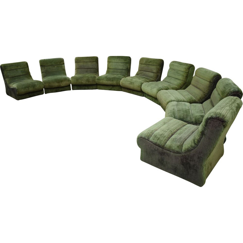 Vintage Italian sectional sofa in green plush