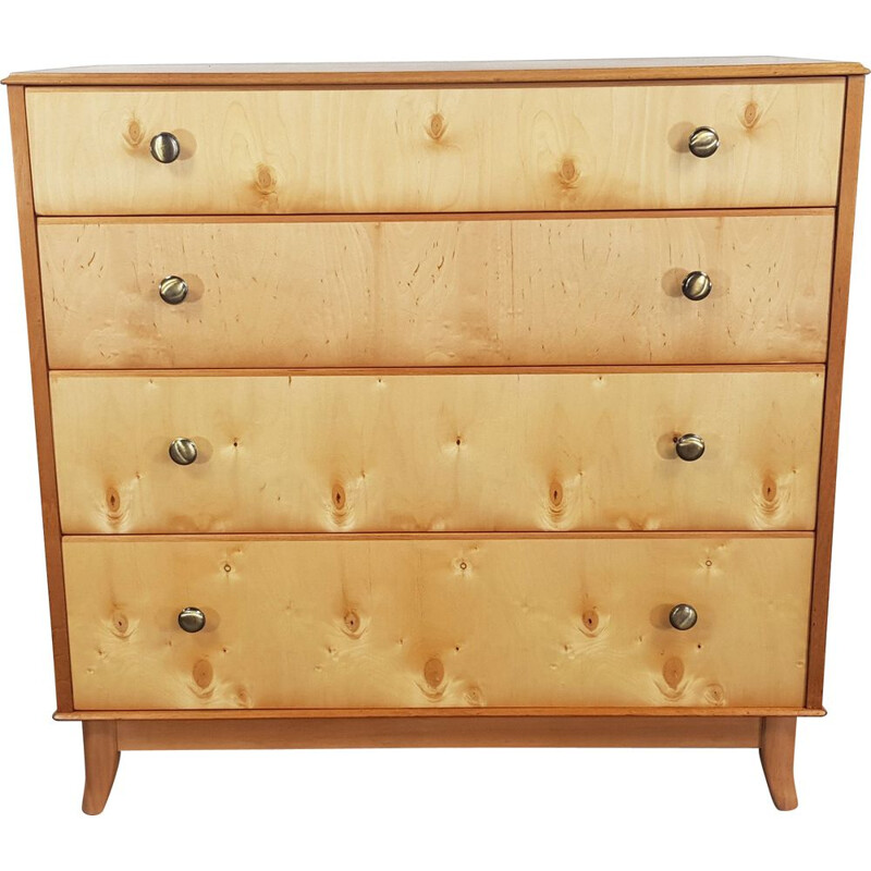 Vintage chest of Drawers for Gimson & Slater in birch oak and walnut 1960s