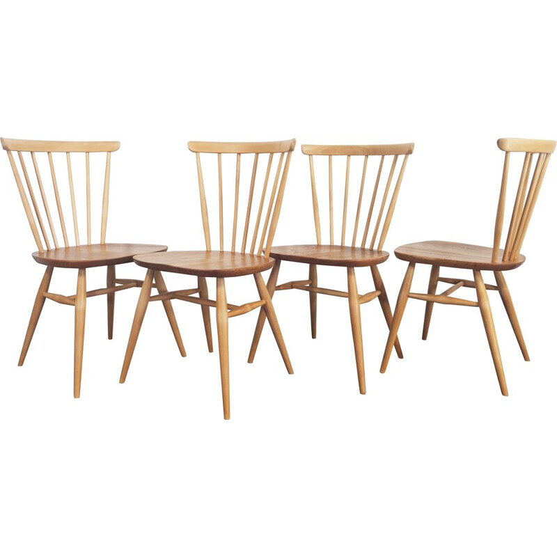 Ensemble de 4 chaises vintage Windsor Bow Top par Lucian Ercolani pour Ercol, années 1960