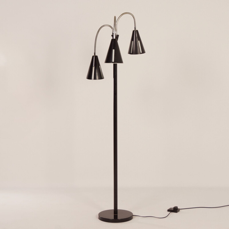 Vintage Sun Series floor lamp for Hala in black metal 1950s