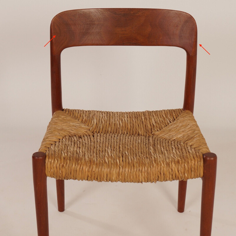 Set of 4 vintage danish chairs model 75 for JL Møller in teakwood 1950s 